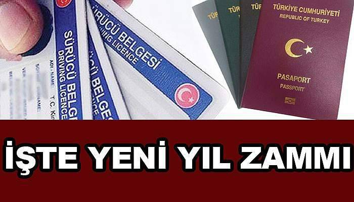 Pasaport, ehliyet, nüfus cüzdanına yeni yıl zammı