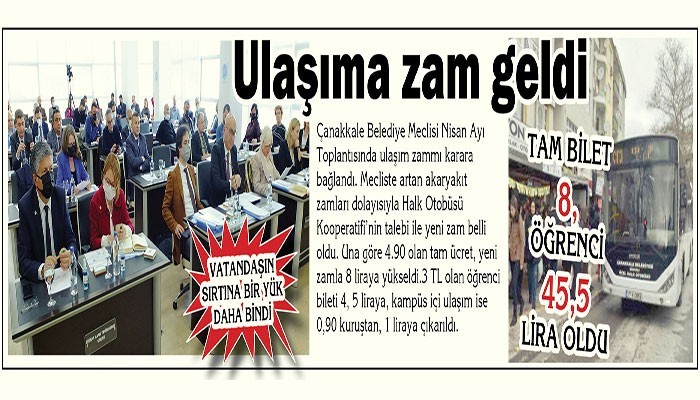 Ulaşıma zam geldi