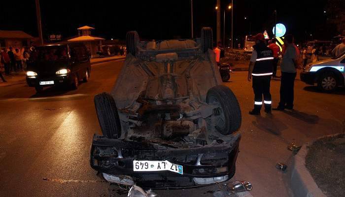  Takla atan araçtan burnu bile kanamadan çıktı