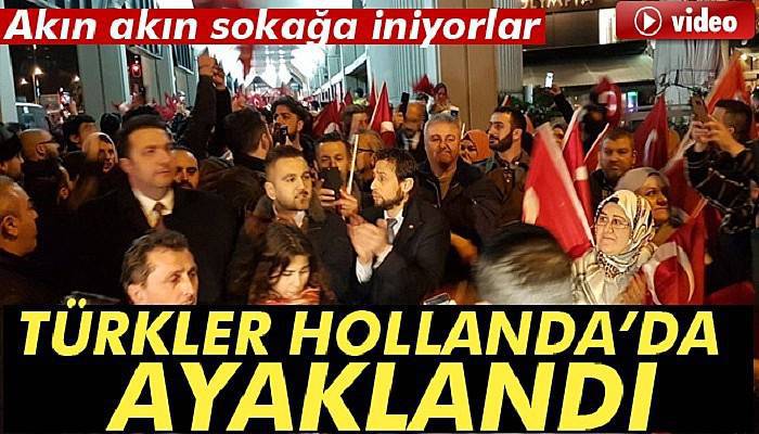  Hollanda'da Türk vatandaşlarından konsolosluk önünde protesto