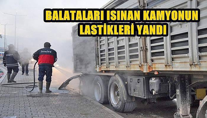 Balataları Isınan Kamyonun Lastikleri Yandı