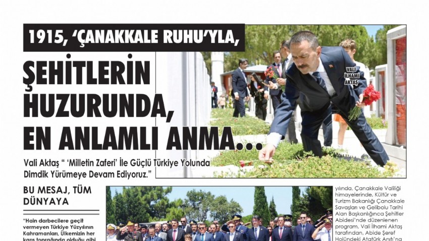 1915, ‘ÇANAKKALE RUHU’YLA, ŞEHİTLERİN HUZURUNDA,  EN ANLAMLI ANMA…