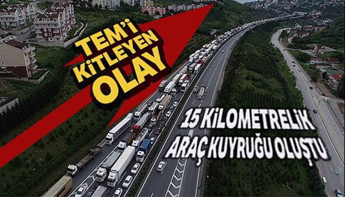 TEM'de tır ile kamyon çarpıştı, 15 kilometre kuyruk oluştu