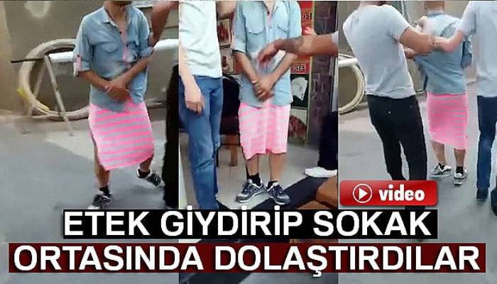 Uyuşturucu satıcısı olduğu iddia edilen kişiye etek giydirdiler