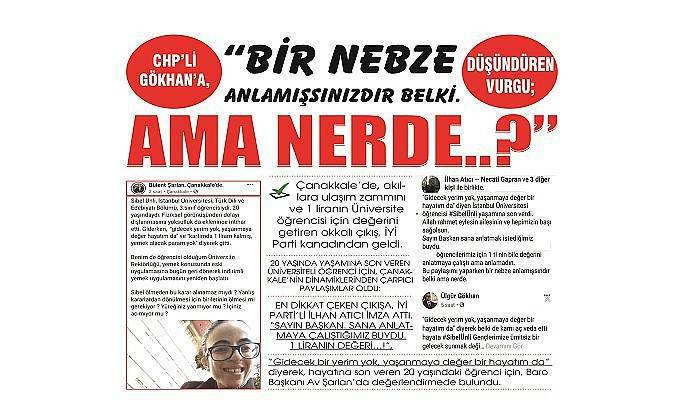 CHP’ Lİ GÖKHAN’A, DÜŞÜNDÜREN VURGU; “BİR NEBZE ANLAMIŞSINIZDIR BELKİ. AMA NERDE..?”