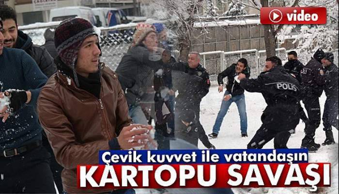  Çevik kuvvet ile vatandaşın kartopu savaşı