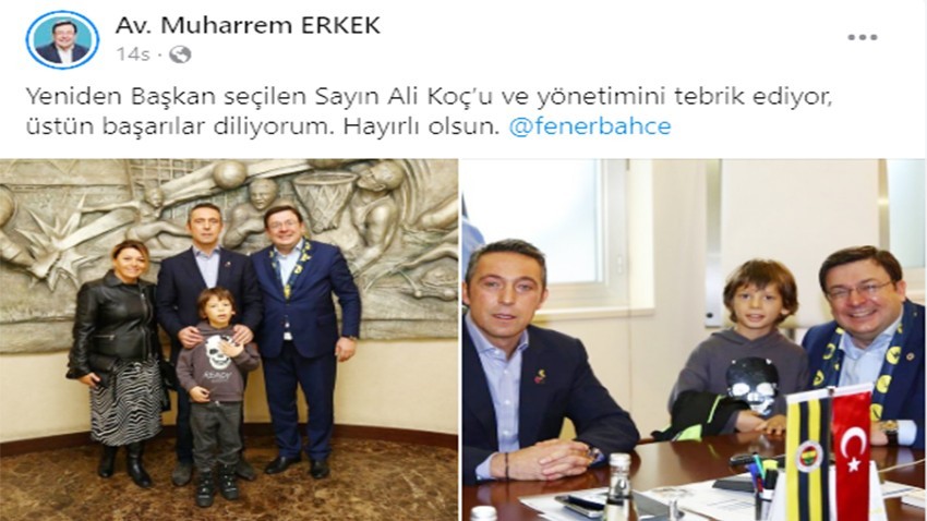 Başkan Erkek, Ali Koç ve ekibini kutladı