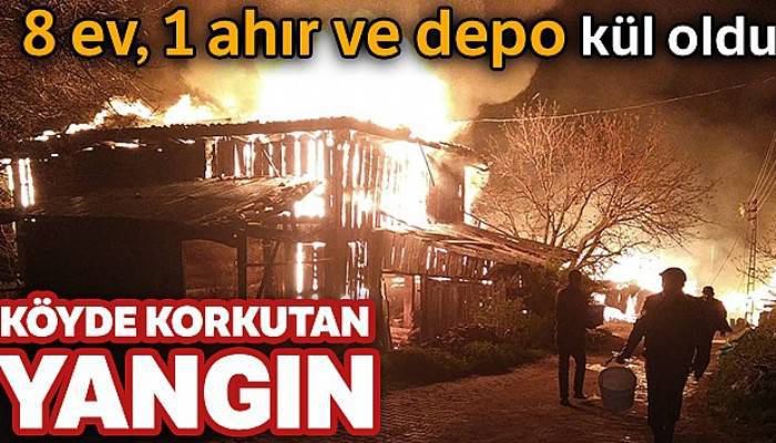 Köyde çıkan yangında 8 ev, 1 ahır ve depo kül oldu