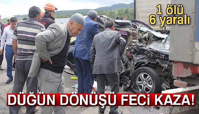 Düğünden dönen aile kaza yaptı: 1 ölü, 6 yaralı