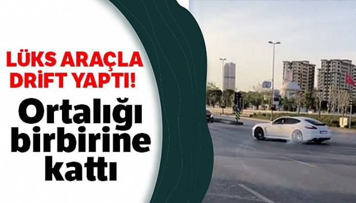 Lüks araçla drift yaptı diğer araçlara aldırış etmedi