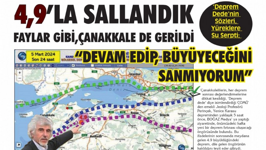 4,9’ LA SALLANDIK FAYLAR GİBİ, ÇANAKKALE DE GERİLDİ