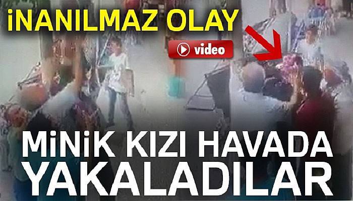  Minik kızı havada yakaladılar: O anlar kamerada