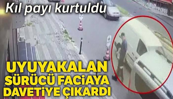 Uyuyakalan sürücünün teğet geçtiği yaya kıl payı ölümden döndü