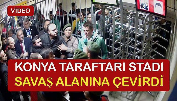 Konyasporlu taraftarlar Oba Stadı'nı savaş alanına çevirdi