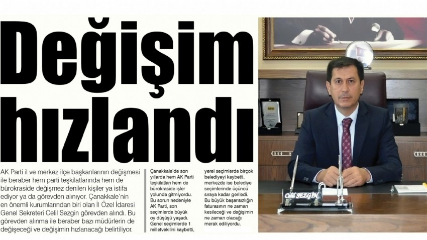 Değişim hızlandı