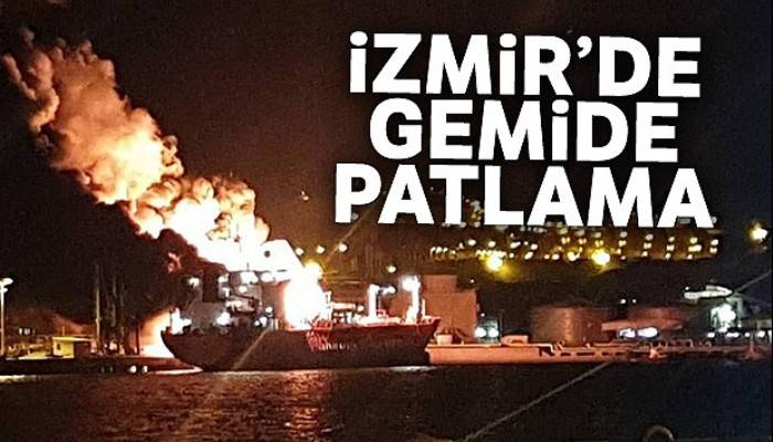 İzmir'de gemi yangını