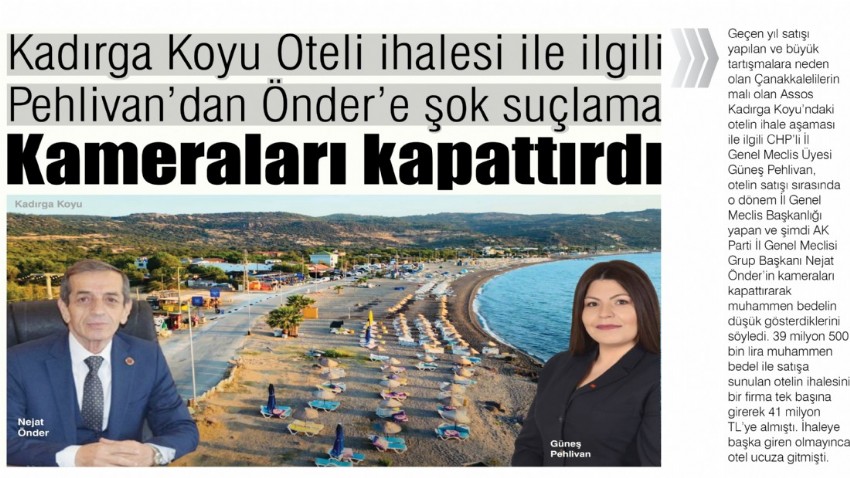 Kadırga Koyu Oteli ihalesi ile ilgili Pehlivan’dan Önder’e şok suçlama, kameraları kapattırdı