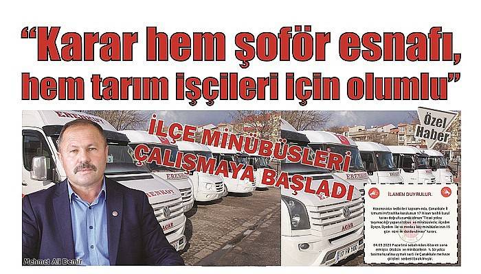 İLÇE MİNÜBÜSLERİ ÇALIŞMAYA BAŞLADI