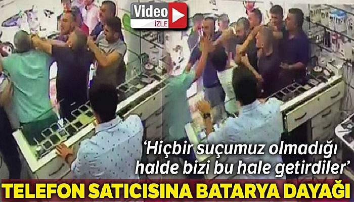 Telefon satıcısına batarya dayağı kamerada