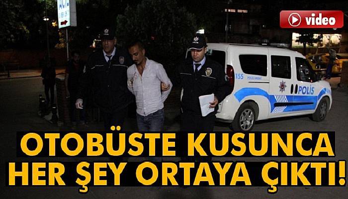 Otobüsteki torbacı, İzmit'teki molada kusunca yakayı ele verdi