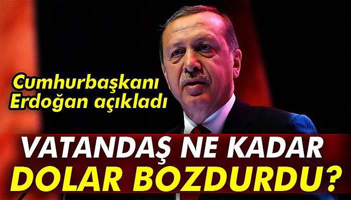 Cumhurbaşkanı Erdoğan açıkladı: Vatandaş ne kadar dolar bozdurdu?