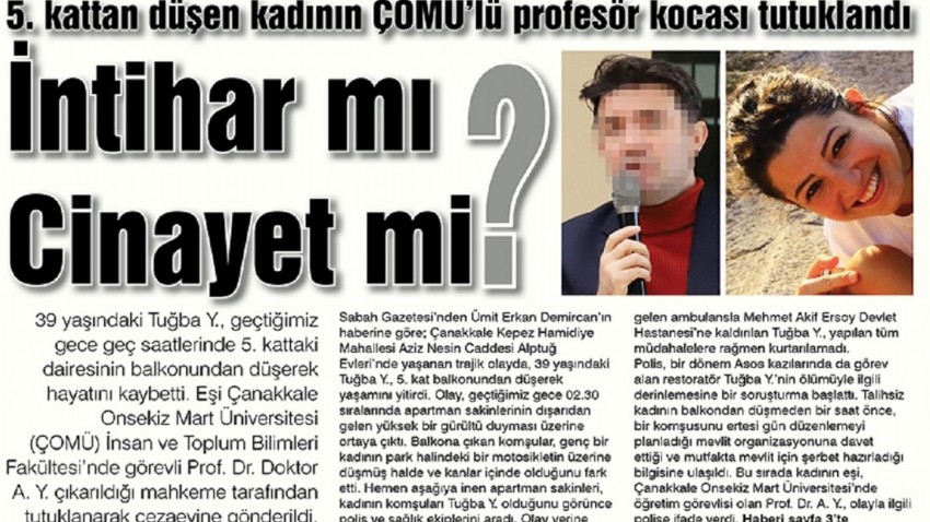 5. kattan düşen kadının ÇOMÜ’lü profesör kocası tutuklandı