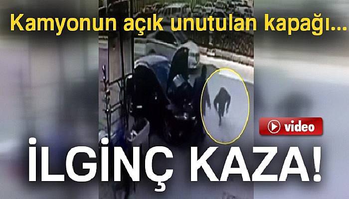  Kamyonun açık unutulan arka kapağı 2 kişiyi hastanelik etti