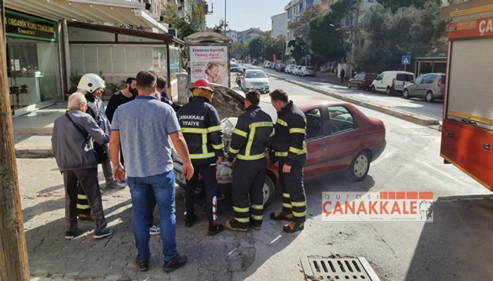 Hareket halindeki araç alev aldı