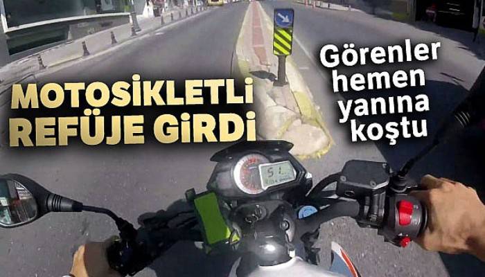 İstanbul'da otobüsü sollamak isteyen motosikletli gencin kazası kamerada