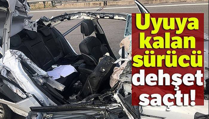 Hareket halinde uyuyan sürücü TIR'a arkadan çarptı