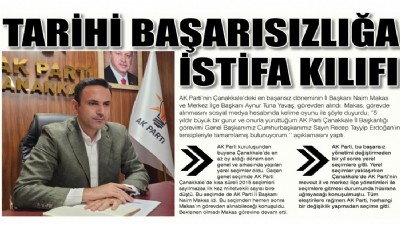 Tarihi başarısızlığa istifa kılıfı